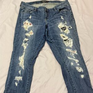 Torrid Blue Distressed Straight Leg Jeans 16R